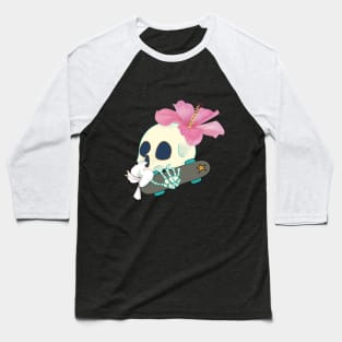 Cuban Flowers - skull Baseball T-Shirt